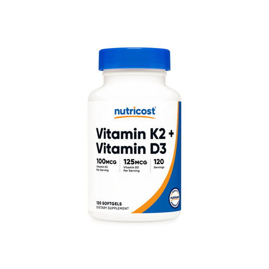 Vitamin K2 (mk7) (100mcg) + Vitamin D3 Softgels (5000IU) (120 Softgels)